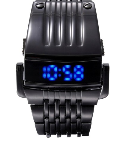 NOWY FUTURYSTYCZNY MĘSKI ZEGAREK BLUE LED PREDATOR - CZARNY