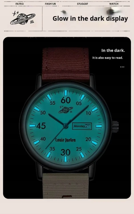 UNIKALNY, MŁODZIEŻOWY ZEGAREK Z DATOWNIKIEM DAY-DATE + LUMINOUS + PUDEŁKO