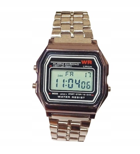 NOWY ZEGAREK ELEKTRONICZNY LCD - STYL RETRO - GRAFITOWY