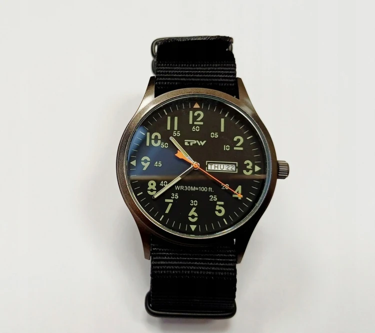 Zegarek TPW LUMINOUS - wojskowy styl, super design DAY- DATE - czarny